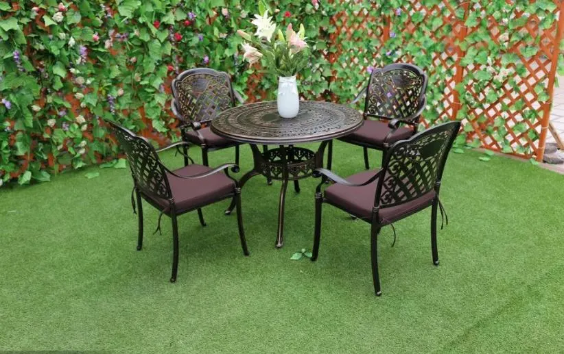 Outdoor Patio Garden New Restaurant Metal Dining Outdoor Furniture Cast Aluminum Table and Chair Set