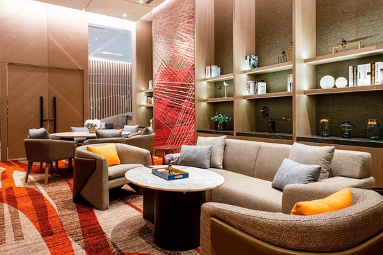 Muebles de comedor de madera del área pública del hotel de lujo moderno chino