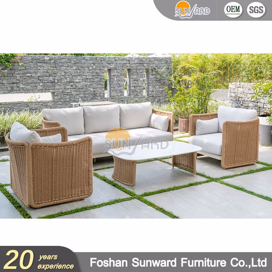 Exterior PE mimbre ratán moderno jardín chino Hotel Resort Villa proyecto aluminio personalizado ocio sofá muebles