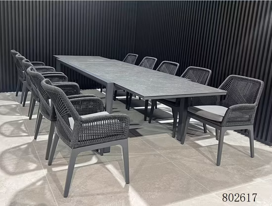 Patio al aire libre Jardín Nuevo restaurante Comedor de metal Muebles de exterior Juego de mesa y silla de aluminio fundido