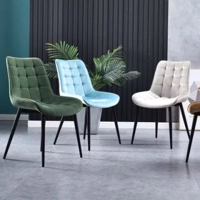 Venta al por mayor Muebles de diseño para habitaciones Silla de boda al aire libre con patas de metal nórdicas MID Century Modern Restaurant Hall Silla de comedor de terciopelo de tela de cuero sintético francés