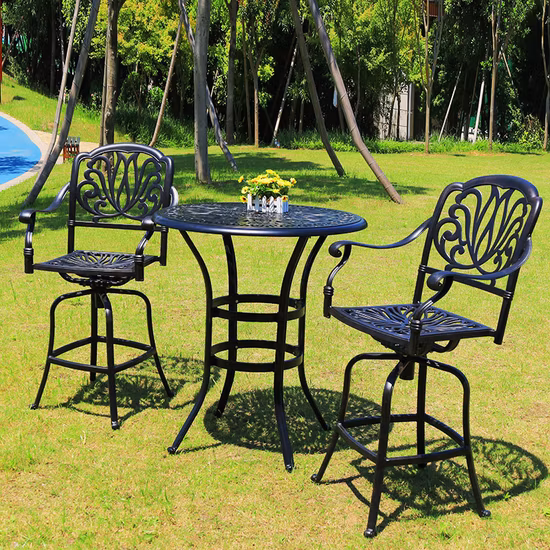 Taburetes de bar giratorios para exteriores, juego de mesa y sillas de patio con altura de bar