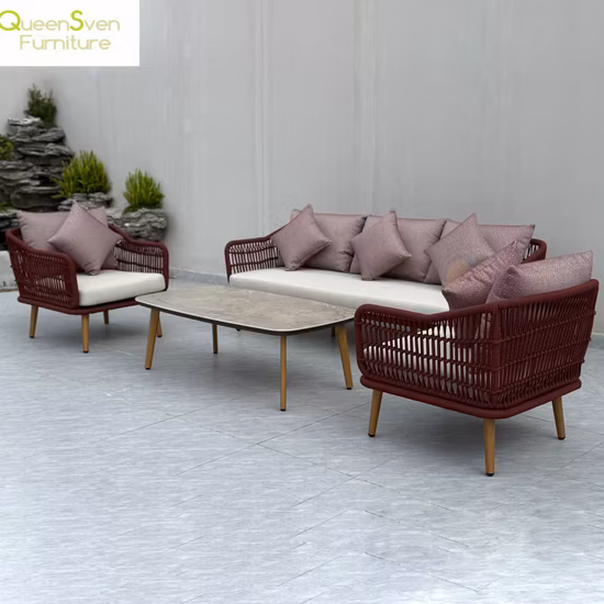 El nuevo sofá de mimbre de la rota fija los muebles al aire libre del patio del vestíbulo del hotel del sofá del jardín