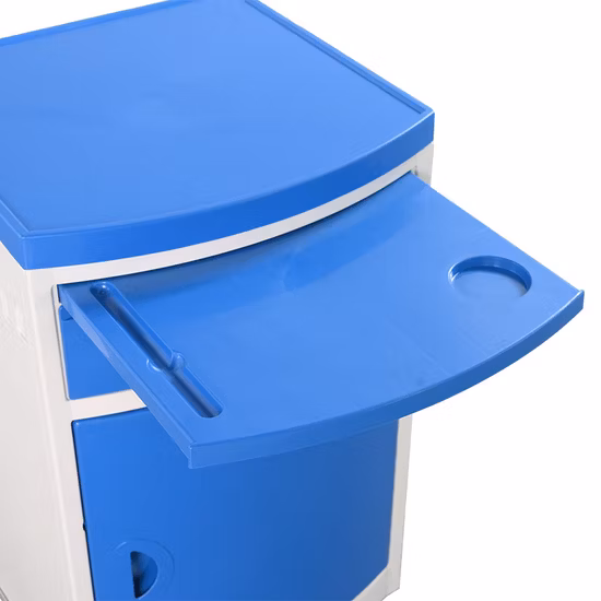 Gabinete de cabecera móvil de plástico ABS de hospital barato, casillero de cabecera médica con precio de ruedas de puerta de cajón