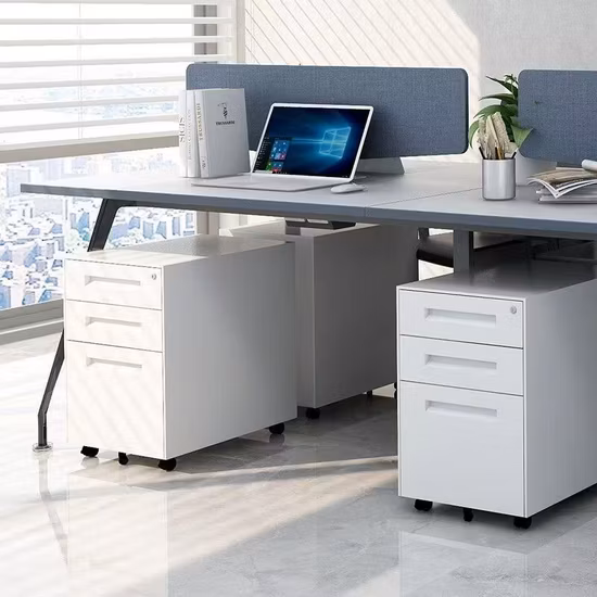 Gabinete móvil de acero blanco del pedestal del metal del cajón del gabinete de almacenamiento de archivos del móvil de acero de la oficina 3