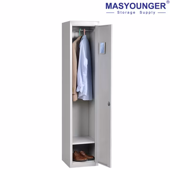 Armario de metal de acero para almacenamiento de una sola puerta con compartimento para uso en la oficina del gimnasio