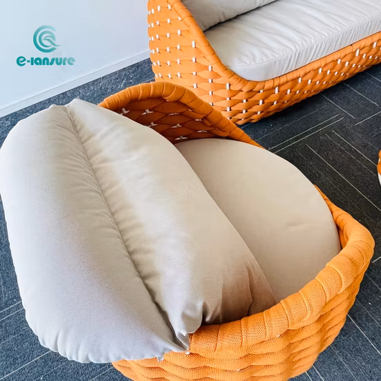 Juego de sillas de cuerda para mesa de centro con marco de aluminio para exteriores