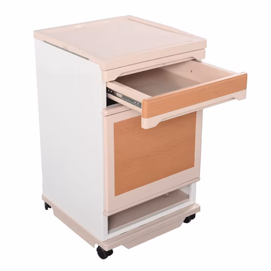 Venta caliente muebles de hospital médico armario de cabecera de ABS con ruedas